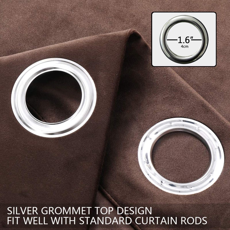 SPXTEX Brown Velvet Blackout Curtains - 108 Inch Long, Light Blocking Grommet Window Curtain Panels Set of 2, Heat Insulated, Thermal - Image 2